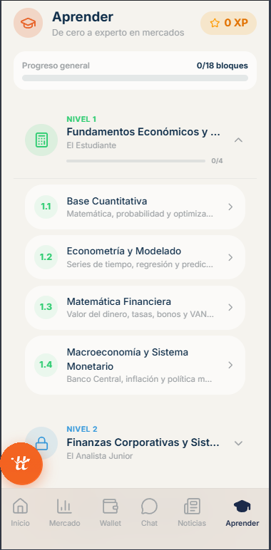 Pantalla de Aprender